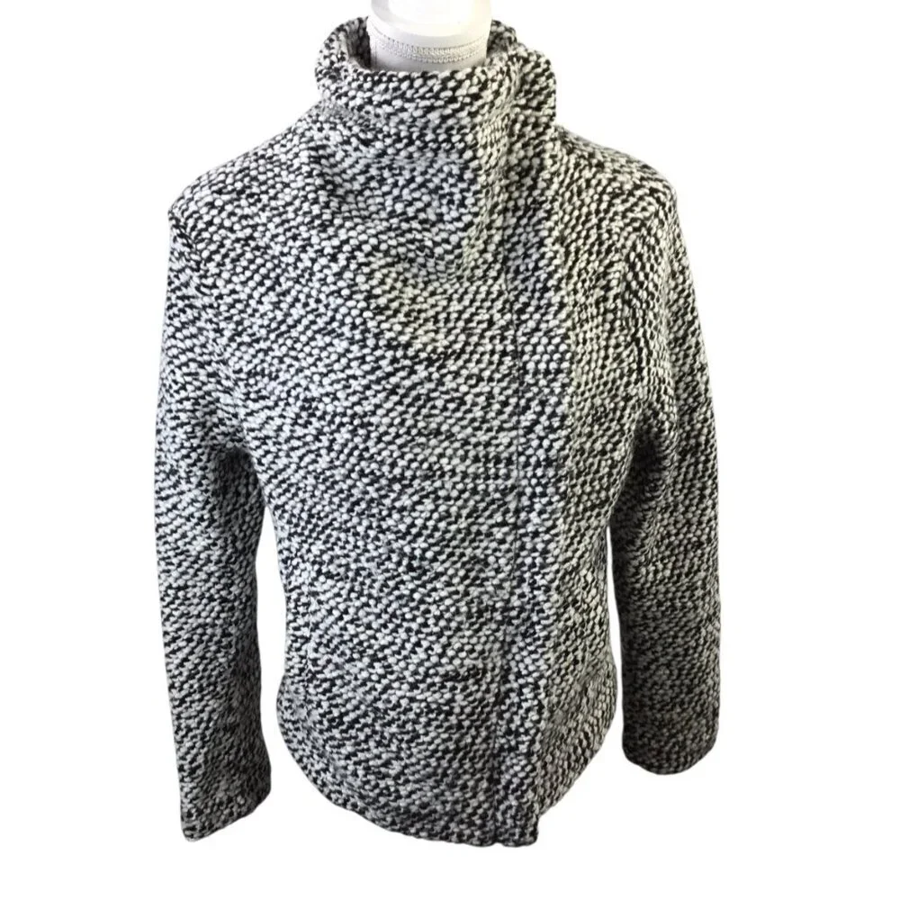 Blank NYC Asymmetrical Zip Marled Boucle Nubby Wool Blend Jacket Size Large